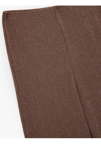 Koton Bürümcük Kumaş Slim Fit Uzun Düz Paça Pantolon Kahverengi 6wak40042ek Kahve