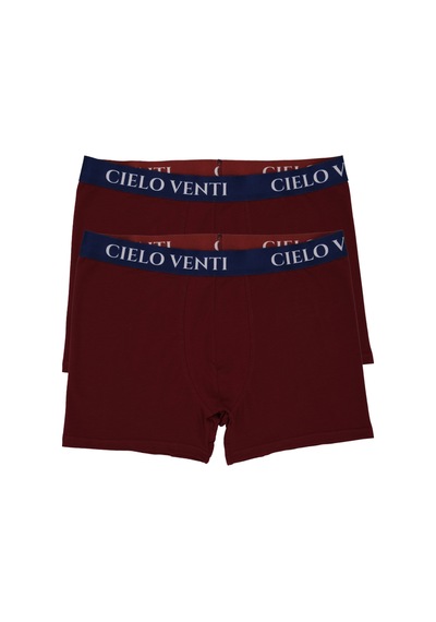 Cielo Venti Night Collection 2'li Organik Pamuk Erkek Boxer Bordo