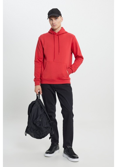 AC&Co / Altınyıldız Classics Erkek Kırmızı Standart Fit Pamuklu Kapüşonlu  Sweatshirt Kırmızı