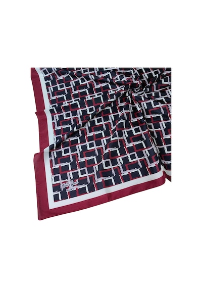 Mim Eşarp Vav İpek Kadın Micro Twill Sport Desenli Eşarp Bordo - Siyah