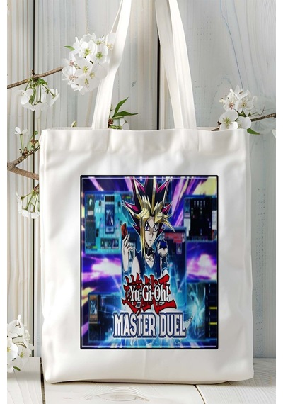 Art Hediye Master Duel Oyun Baskılı Bez Çanta Omuz Çantası Kişiye Özel Model 2 Çok Renkli