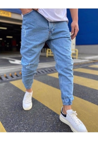 Oliggopol Erkek Paçası Lastikli Boyfriend Jogger Kot Pantolon