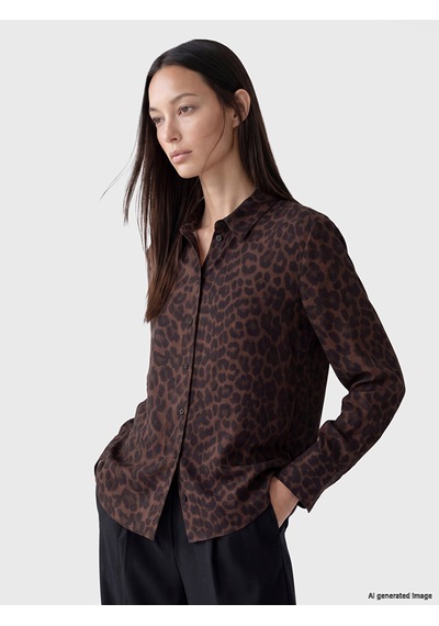 Lcw Everyday Kahverengi Leopar Desenli Kadın Gömlek