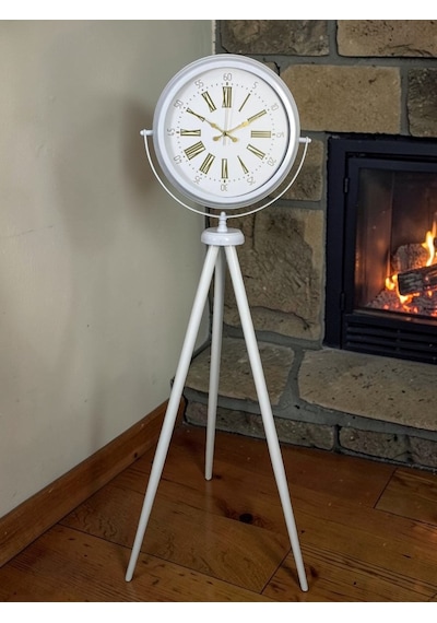 Royal White Gold Roma Rakam Tripod Ayaklı Saat Beyaz