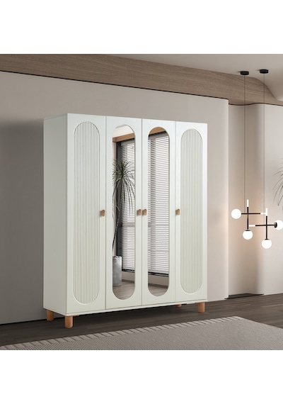 Pema Home Peri %100 Mdf Membran 4 Kapaklı Dolap Gardırop Aytaşı