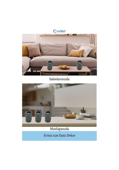 Mumluk Şamdan 3 Adet Tealight Uyumlu Üçlü Büyük Erimiş Mum Model - Siyah