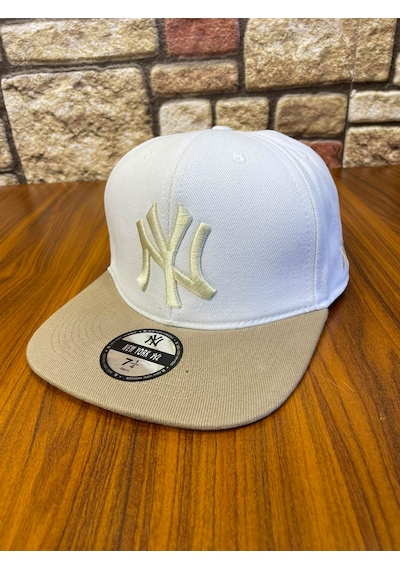 Hamze Ny New York Nakış Hip-hop Snapback Rapper Basket Beyzbol Şapka Cap Beyaz - Bej