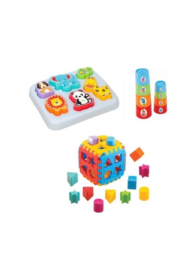 Sevimli Hayvanlar Bultak + Silindir Kule + Bul Tak Puzzle  Eğitic