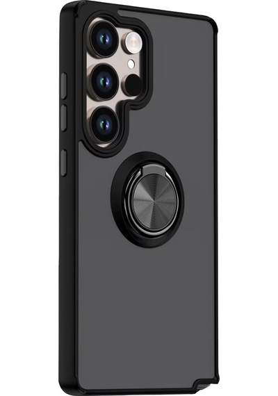 Gpack Samsung Galaxy Uyumlu  S26 Ultra Kılıf Montreal Yüzüklü Standlı Arkası Buğulu Siyah