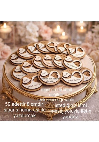 Düğün Nişan Söz Kına Doğum Günü Kalp Temalı Magnet Kişiye Özel Yaprak Model 50 Adettir.no 94