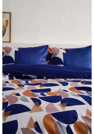 Doqu Home Saten Nevresim Takımı Diego Çift Kişilik - Lacivert Çok Renkli