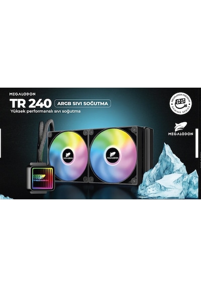Argb Tr240 Sıvı Soğutucu 2x12cm Fan Yüksek Performanslı Işlemci Soğutucusu Sıvı Soğutma Siyah