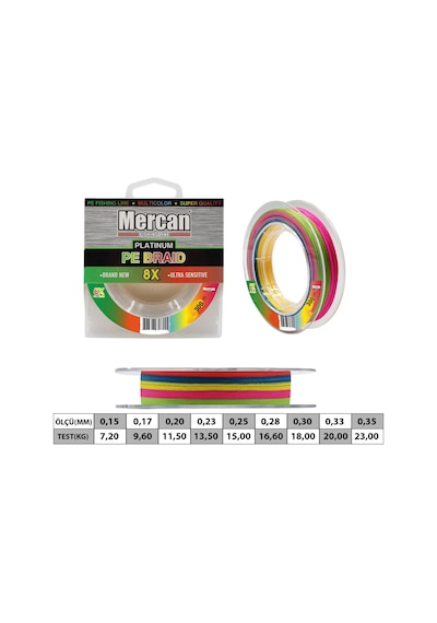 Mercan Platinum Pe 8X Örgü İp 300 M Multı Color Misina
