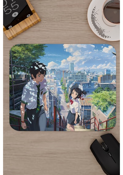 Kimi No Na Wa Kaymaz Dikişli Kauçuk Oyuncu Mousepad V3 - 22x18 Gaming Mouse Pad Fare Altlığı