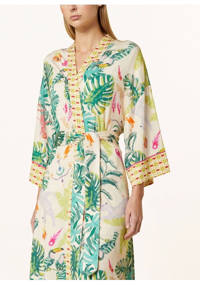 Mey Mystic Jungle Kadın Kimono, Modal Karışımlı Jersey, Desenli, Kontrast Borulu, Şal Yaka Sarı Mey Mystic Jungle Kadın Kimono, Modal Karışımlı Jersey, Desenli, Kontrast Borulu, Şal Yaka Sarı