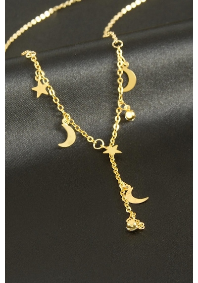 Yıldız - 584 - Hilal Y Kolye - Shopılke - - Sarı