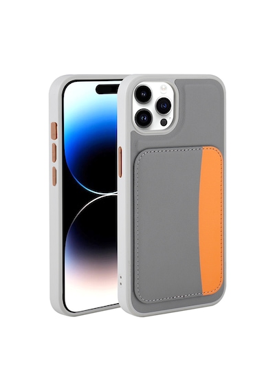 Zore Apple iPhone Uyumlu 14 Pro Max Kılıf Kartlıklı Zore X-kart Silikon Kapak - Koyu Gri