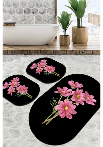 Sitivo Siyah Banyo Halısı Djt 3 Lü Set Siyah