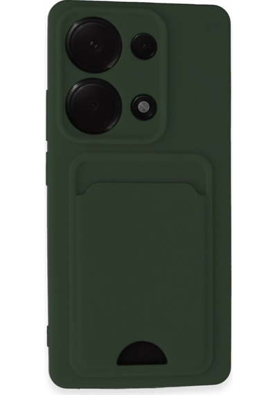 Xiaomi Redmi Note 13 Pro 4g Uyumlu Kılıf Kelvin Kartvizitli Silikon - Koyu Yeşil