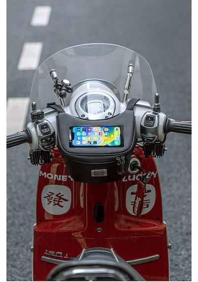 Rockbros Su Geçirmez Scooter Gidon & Orta Tünel Çantası - 6.2 Inç Dokunmatik Telefon Bölmeli Alüminyum - Siyah