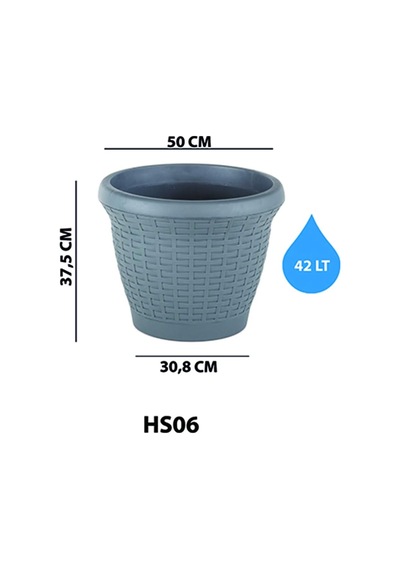Hs06 Hasır Saksı Tabaklı 50cm, 42 Litre Kiremit Diğer