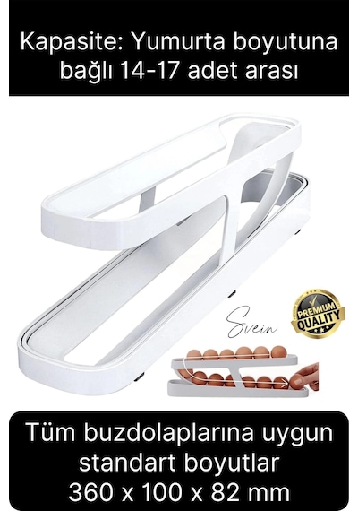 2 Katlı Pratik Yumurta Düzenleyici Buzdolabı Organizer Tutucu Otomatik Yuvarlanan Saklama Rafı Stand