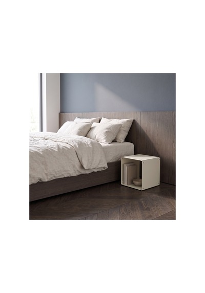 Node Metal Yan Sehpa Modüler Küp Tasarım Açık Raflı Tekli Modül 32x32x32 Cm Krem - 940085810 Krem