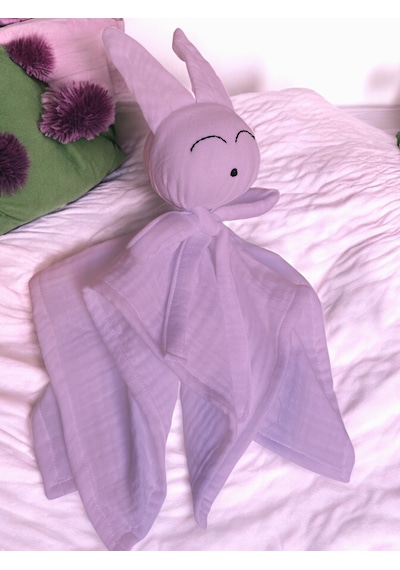 Müslin Bebek Uyku Arkadaşı 4 Katlı Tavşan Organik Pudra Pembe