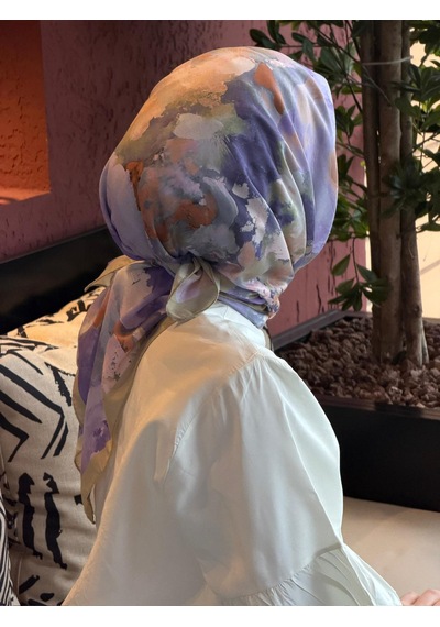 Qalortex Scarf Pamuklu Soft Roza Desen Eşarp-yağ Yeşil Yağ Yeşili