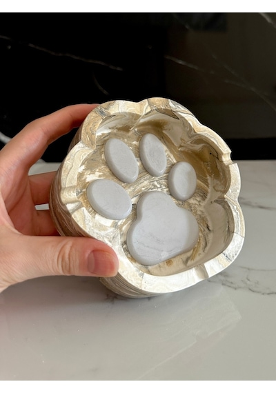 Beton Patili Küllük El Yapımı Kedi Köpek Tasarımlı Dekoratif Yıkanabilir Kül Tablası