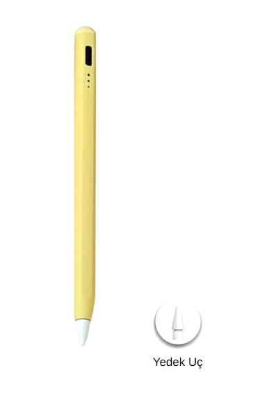 Fuchsia İpad Uyumlu Çocuk Boy Eğime Duyarlı Ve Avuç İçi Reddetmeli Aktif Dokunmatik Tablet Kalemi Sarı