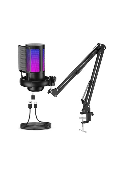 Tr Profesyonel Rgb Usb Mikrofon Seti Podcast Yayın Oyun Youtuber Stüdyo Ve İnfluencer Kayıt Mikrofonu
