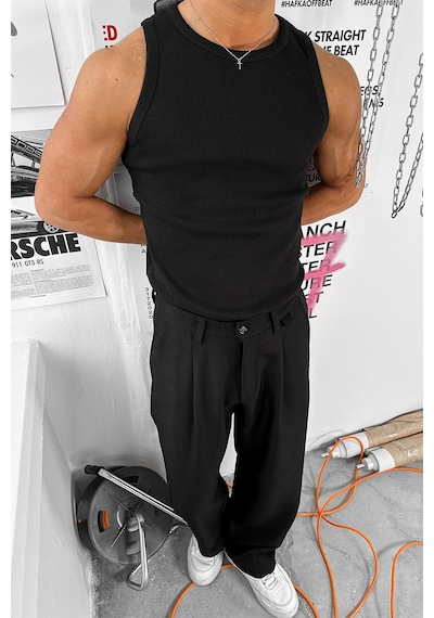 Siyah Cozy Basic Tank Top Likralı Premium Fitilli Atlet Siyah