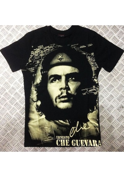 Stoned&Fame Che Guevara Baskılı Unisex %100 Pamuk Siyah T-shirt SIYAH