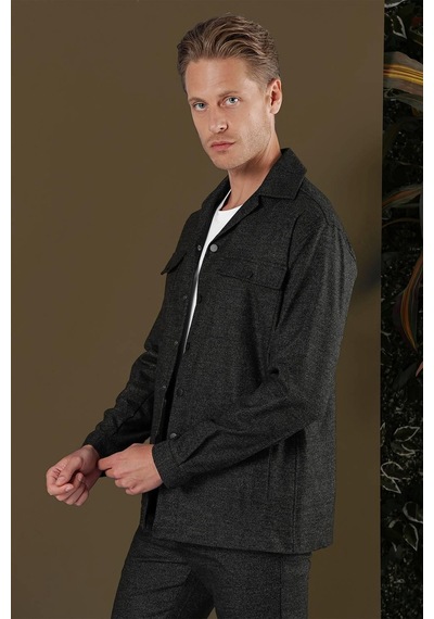 Efor G 1560 Slim Fit Siyah Klasik Gömlek Siyah