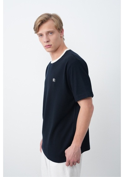 Baselco Unisex Dokulu 90's T-shirt Lacivert