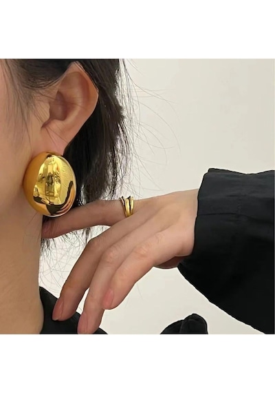 Çelik Düğme Küpe Gold