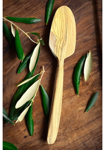 Zeytin Ağacı Spatula 1 Adet El Yapımı Ahşap Spatula Kahve