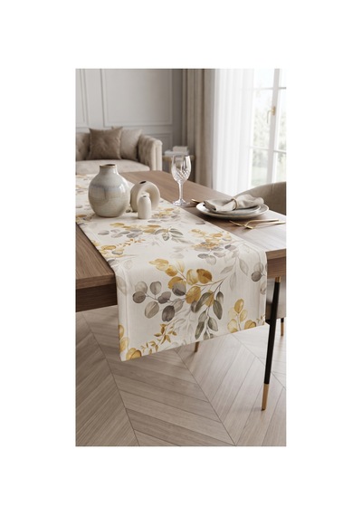 Duck Kumaş Runner 40x150 Cm Okaliptüs Yaprak Desenli, Su İtici Leke Tutmaz Dekoratif Masa Şeridi Yeşil - 935368802 Yeşil
