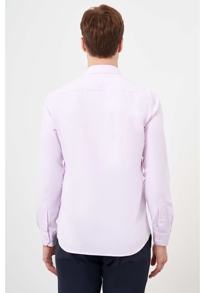 Morven Erkek Pudra Şamre Desenli Slim Fit Gömlek Pudra