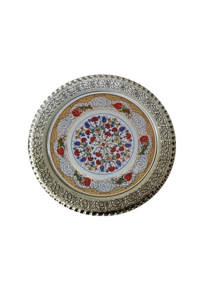 Armada Çini Prt 44 25 Cm Sarı Altın Yaldızlı Lale Karanfil Desenl