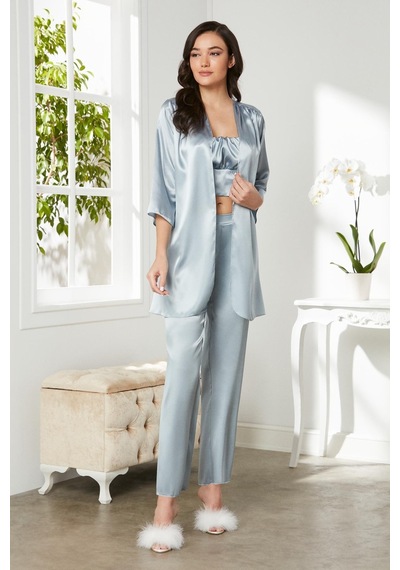 Pierre Cardin Saten 3'lü Kadın Pijama Takımı - 2075 001