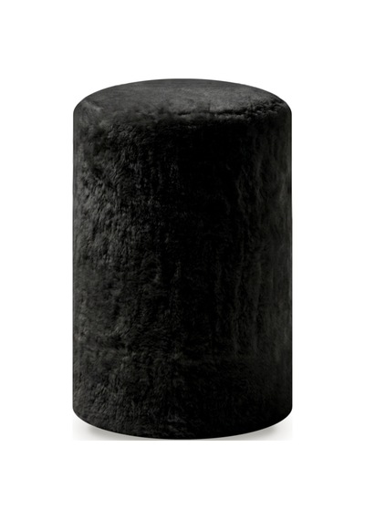 Peluş Puf Ø33x44 Cm Silindir Tabure Makyaj Masası Pufu Kürk Görünümlü Siyah