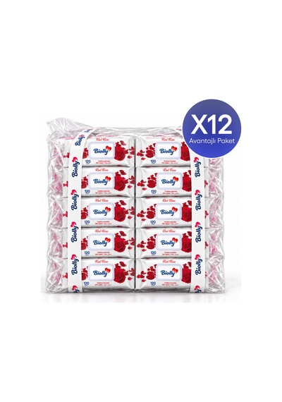 Biolly Red Rose Islak Mendil 120 Yaprak 12'li Paket 12'li Set