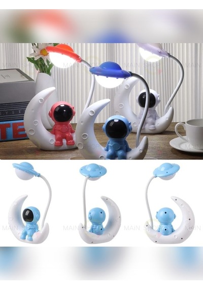 Mainshop Ay Üstünde Astronot Led Işık Usb Şarjlı Gece Lambası M-3137 Çok Renkli