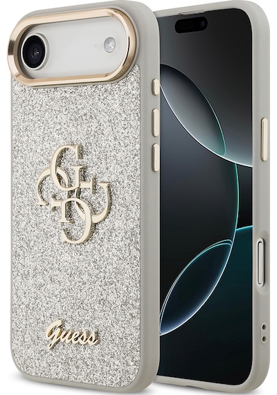 Apple Uyumlu iPhone 17 Air Kılıf Lisanslı 4g Büyük Metal Kamera Çerçeveli Ve Logolu Glitter Kapak Gri Gri