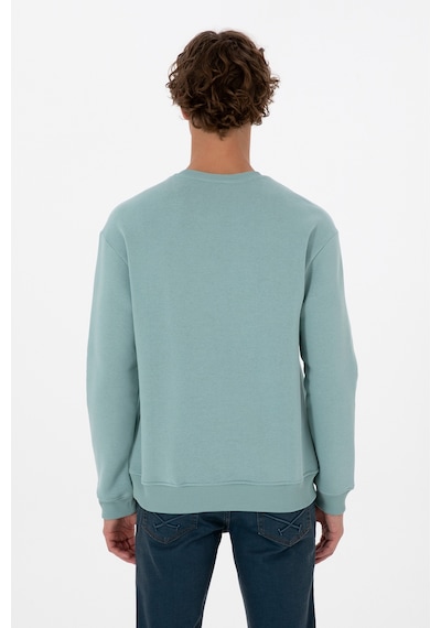 U.S. Polo Assn. Erkek Comfort Fit Bisiklet Yaka Şardonlu Mint Basic Sweatshirt 50313757-VR090