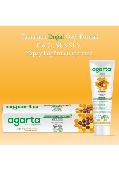 Agarta Doğal Diş Macunu 100ml Propolisli 2 Li Set Beyazlık
