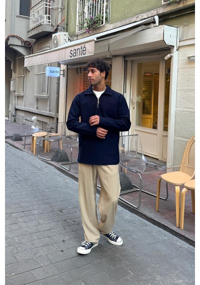 Flaw Fermuarlı Sweatshirt Lacivert Lacivert
