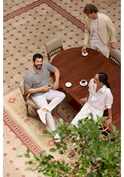 Ac&co Erkek Grı Standart Fit %100 Pamuk Jakarlı Polo Yaka Triko Tişört Gri